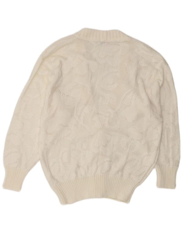 Pulover Cardigan Vintage pentru femei IT 46 Acrilic alb mare
