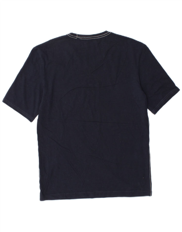 Tricou grafic Guess pentru bărbați Top mediu din bumbac bleumarin