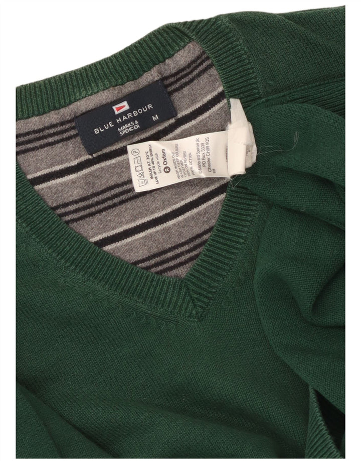 Pulover Marks & Spencer pentru bărbați, Blue Harbour, cu decolteu în V, bumbac verde mediu