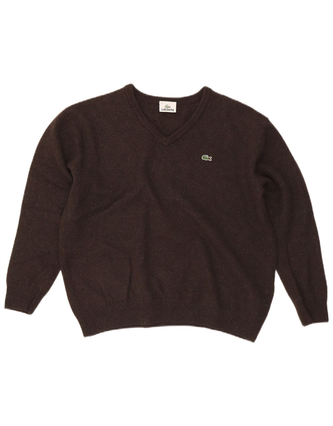 Pulover pentru bărbați Lacoste cu decolteu în V Mărimea 7 2XL Lână maro