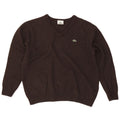 Pulover pentru bărbați Lacoste cu decolteu în V Mărimea 7 2XL Lână maro