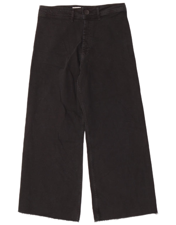 ZARA Blugi pentru femei cu talie înaltă cu picioare largi EU 44 XL W34 L28 bumbac negru