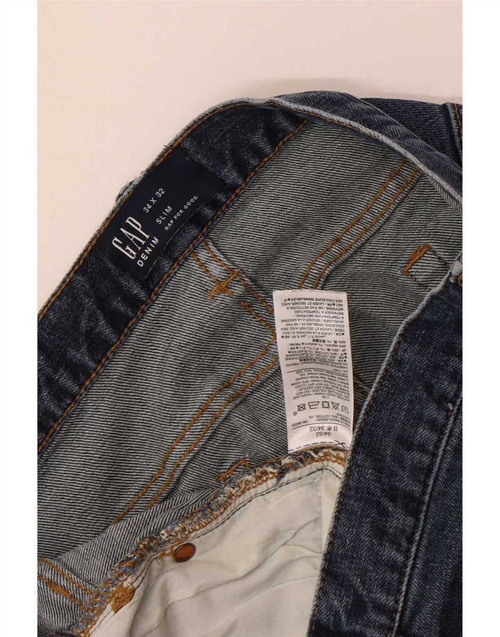 Blugi slim pentru bărbați Gap Distressed W34 L32 Bumbac albastru