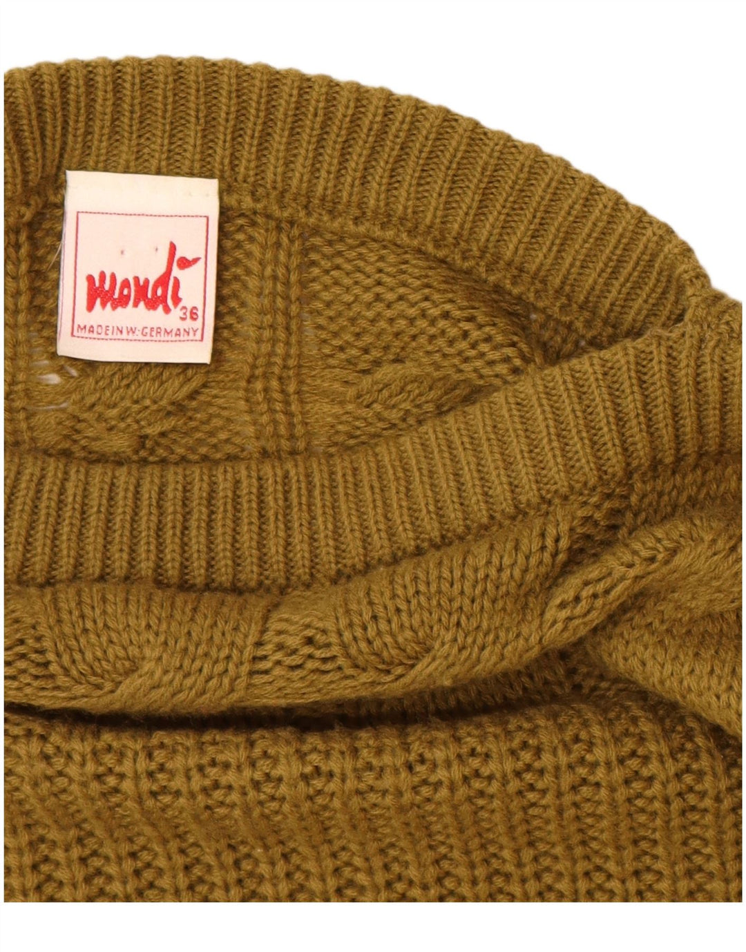 Pulover de damă MONDI cu gât de barcă supradimensionat EU 36 Lână kaki mică