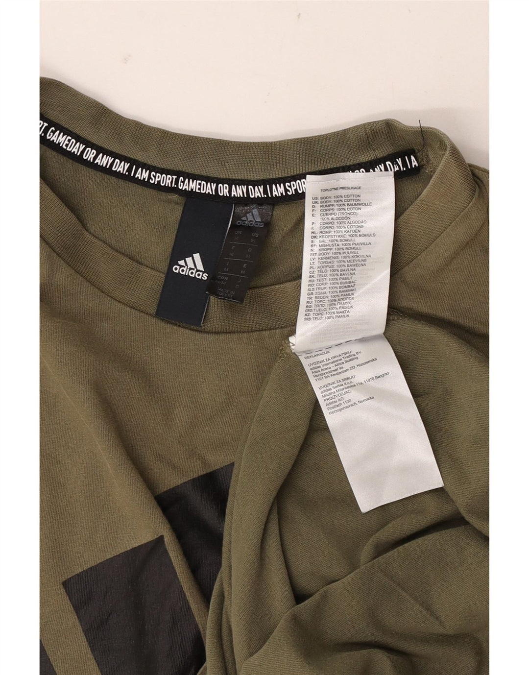 Tricou grafic pentru bărbați Adidas Top Mediu Kaki Bumbac