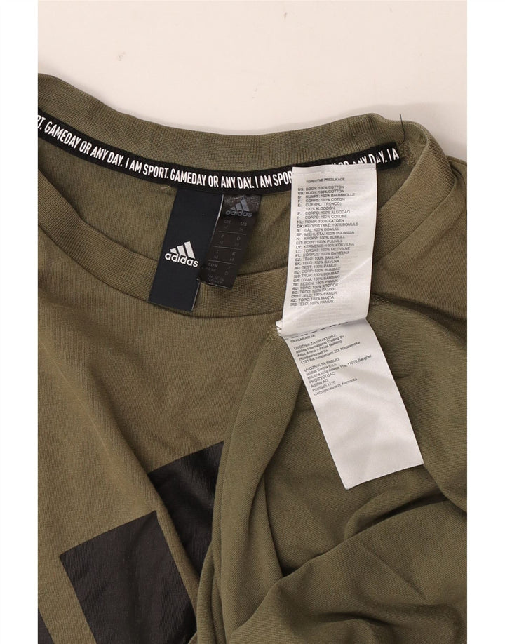 Tricou grafic pentru bărbați Adidas Top Mediu Kaki Bumbac