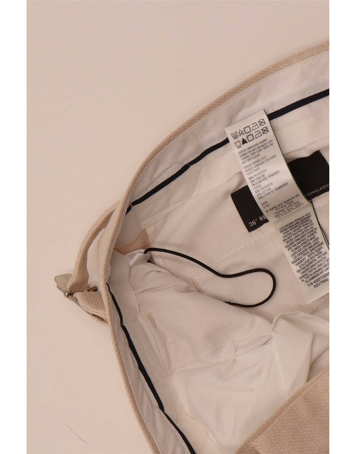 Pantaloni chino conici pentru bărbați Marks & Spencer L36 L30 poliester bej