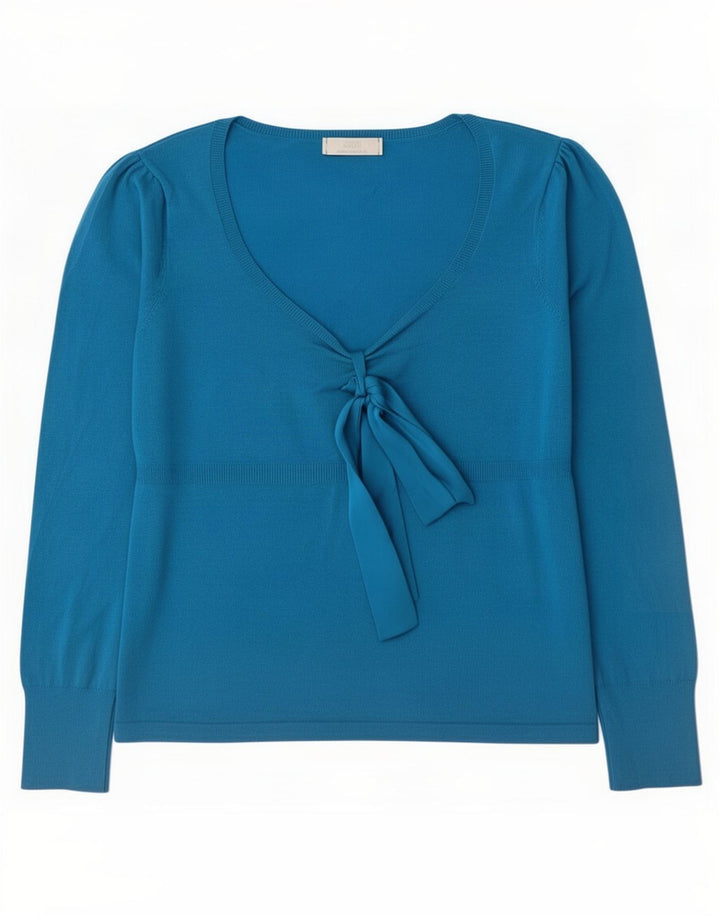 Marks & Spencer pentru femei Stretch Top cu mânecă lungă UK 14 Medium Blue Viscose