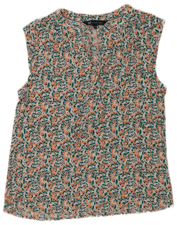 Crew Clothing Bluză fără mâneci pentru femei Top UK 10 Small White Floral Viscose