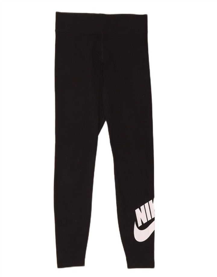 Leggings grafic NIKE pentru femei UK 8, bumbac negru mic