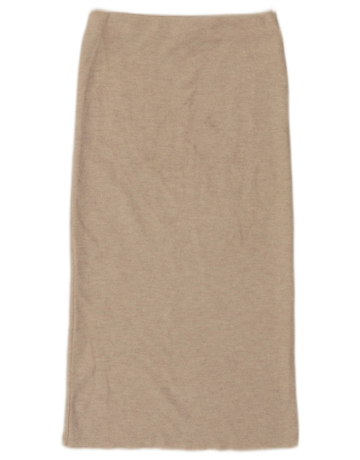 Fusta Midi Zara Femei cu Talie Inalta Mica W26 Bej Poliester