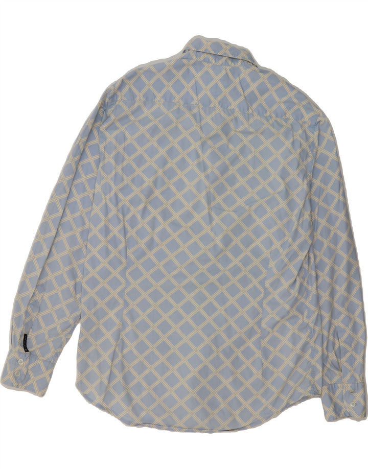 TRUSSARDI JEANS Mens Shirt Medium Blue Check Vintage Trussardi Jeans and Second-Hand Trussardi Jeans from Messina Hembry 