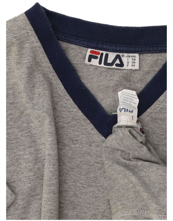 Tricou pentru bărbați Fila Top 2XL Gri bumbac cu pete