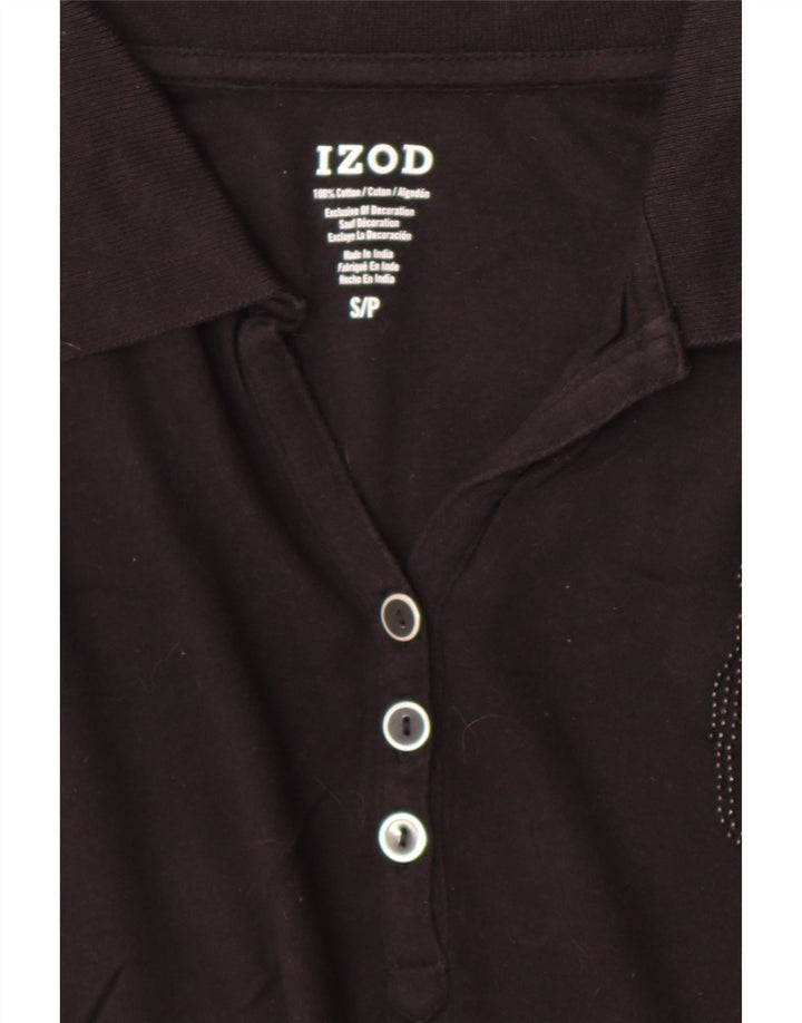 Tricou polo Izod pentru femei UK 10 mic bumbac negru