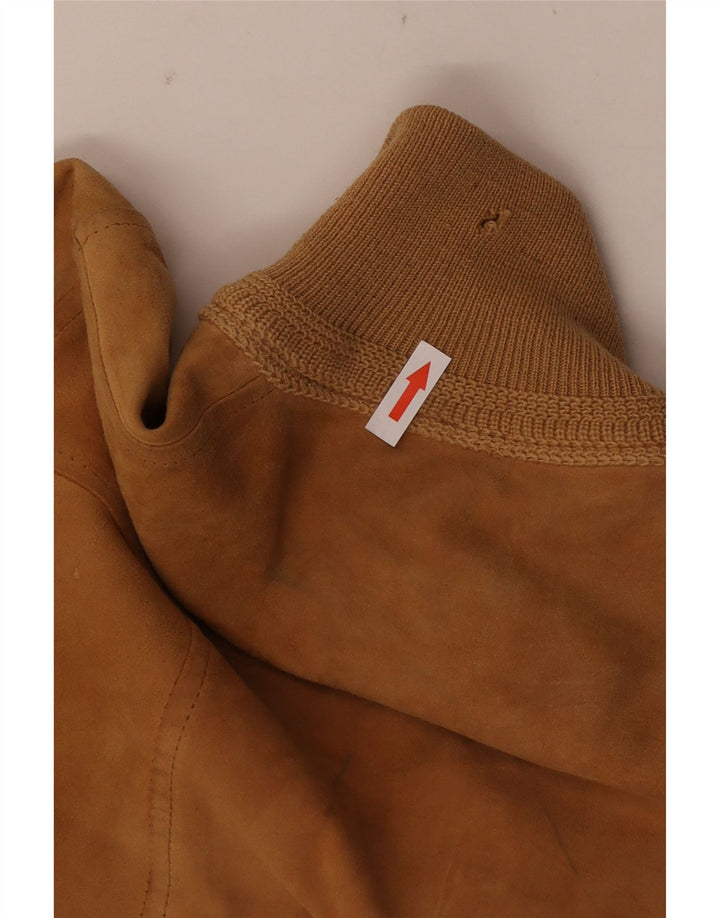 Bomber vintage pentru bărbați din piele intoarsa UK 36 Mic din piele maro