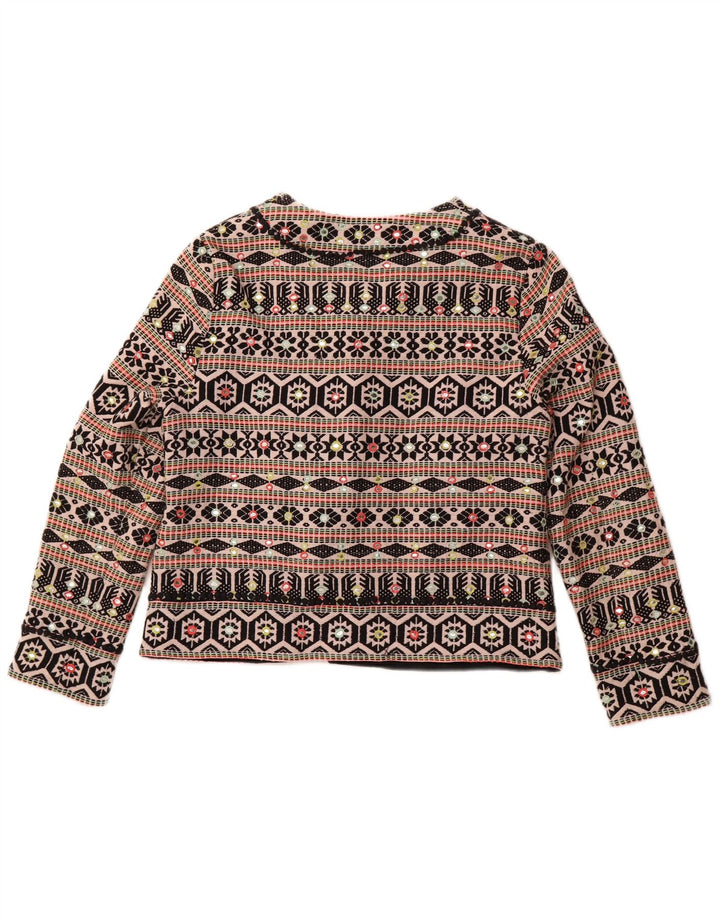 Jachetă Bolero deschisă pentru femei MONSOON UK 18 XL bumbac geometric negru