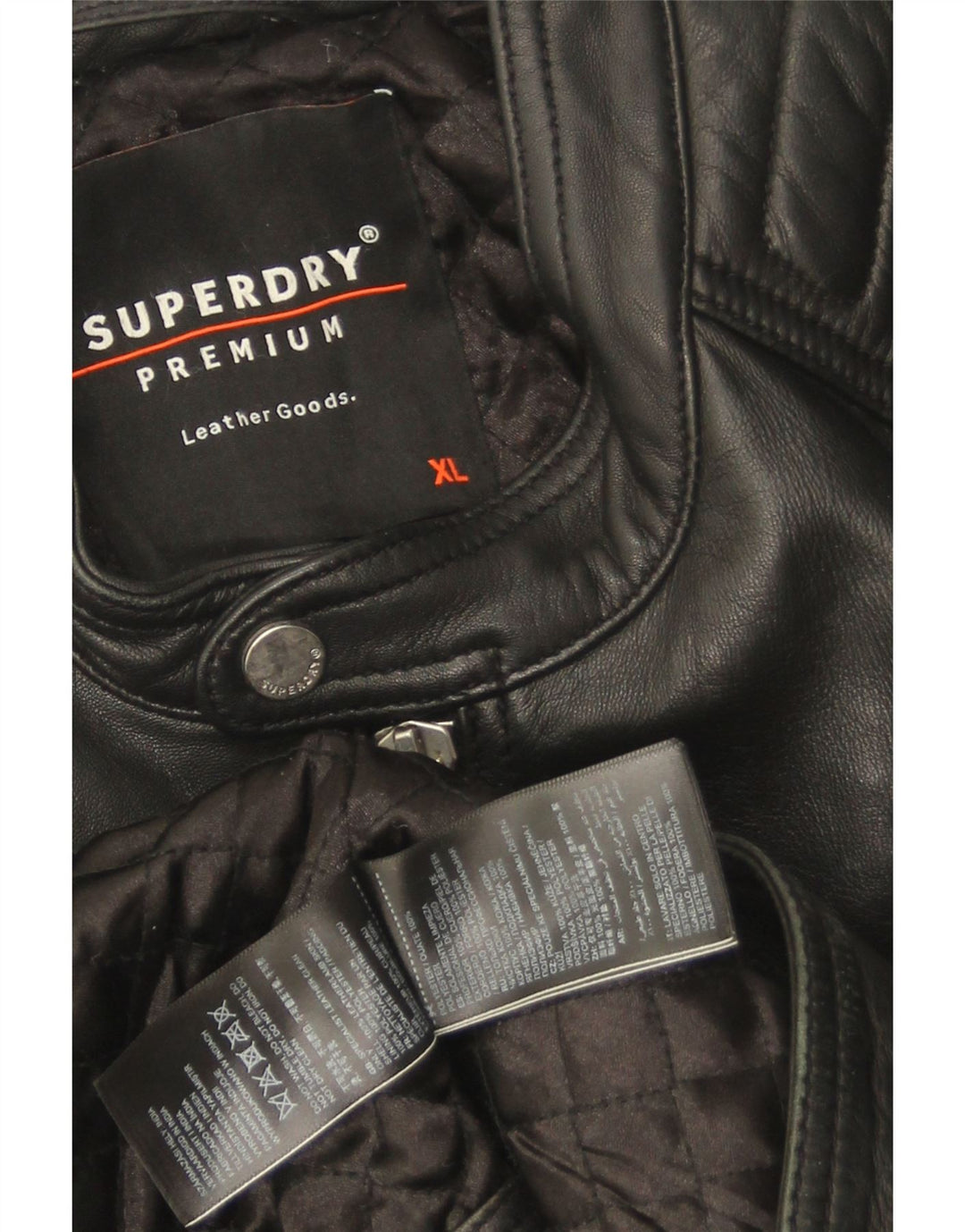 Jachetă motociclist din piele pentru bărbați Superdry UK 42 XL negru