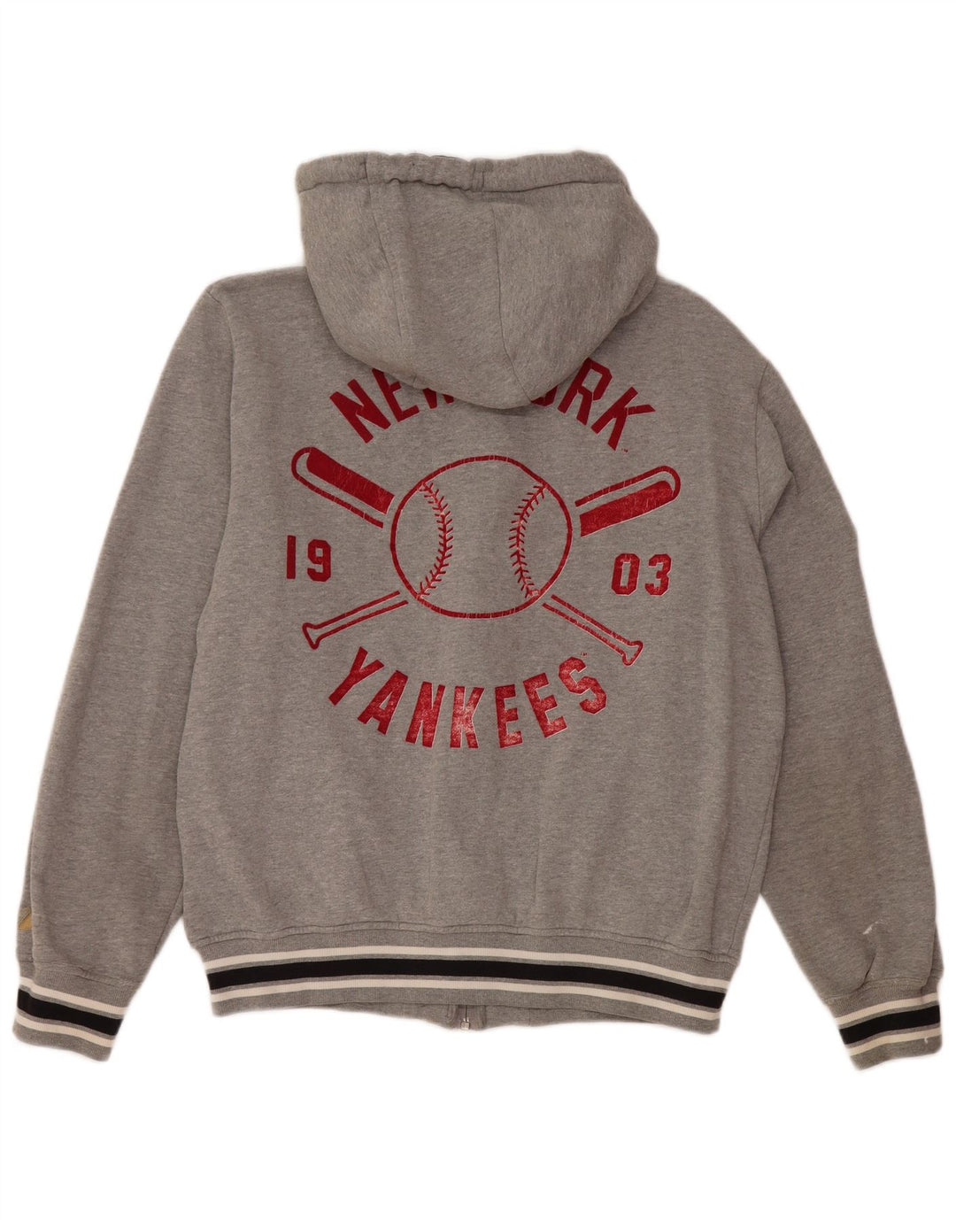 MAJESTIC Pulover cu capota cu fermoar pentru femei New York Yankees UK 14 Gri mediu