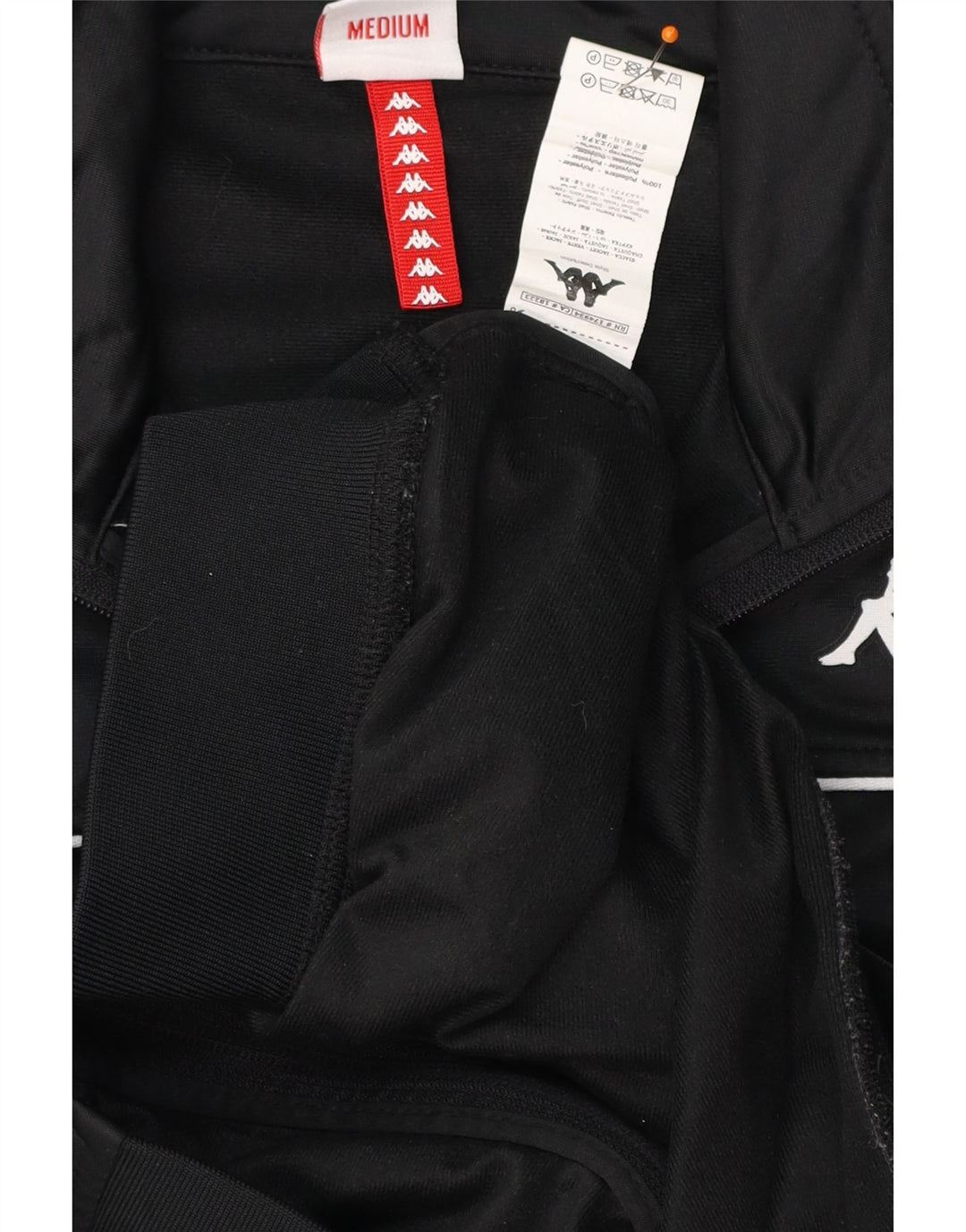 Jachetă de top cu trening grafic KAPPA pentru femei UK 14 Medium Black Colorblock