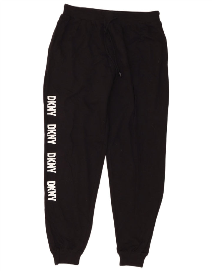 Dkny Pantaloni de trening grafic pentru bărbați Joggeri bumbac mediu negru