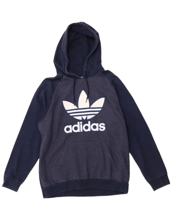 Pulover ADIDAS pentru bărbați cu glugă grafică, mare, albastru, bumbac