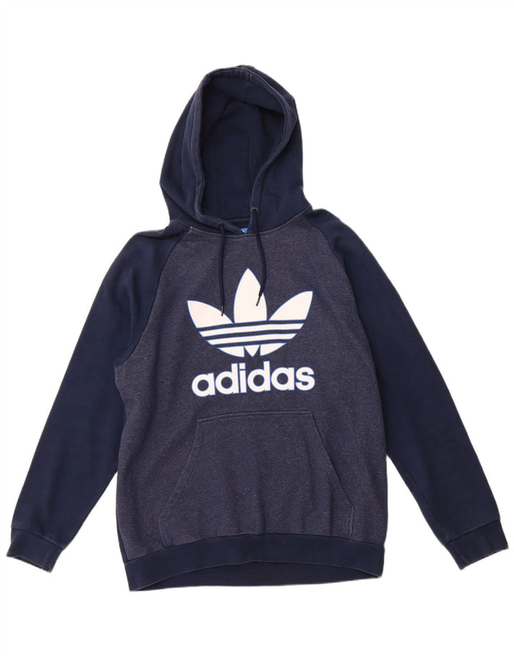 Pulover ADIDAS pentru bărbați cu glugă grafică, mare, albastru, bumbac