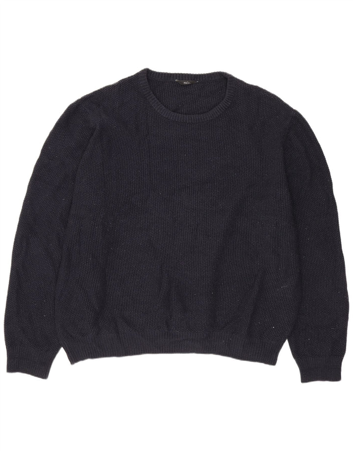 Pulover pentru bărbați cu decolteu rotund M&Co, 2XL, acrilic, albastru bleumarin