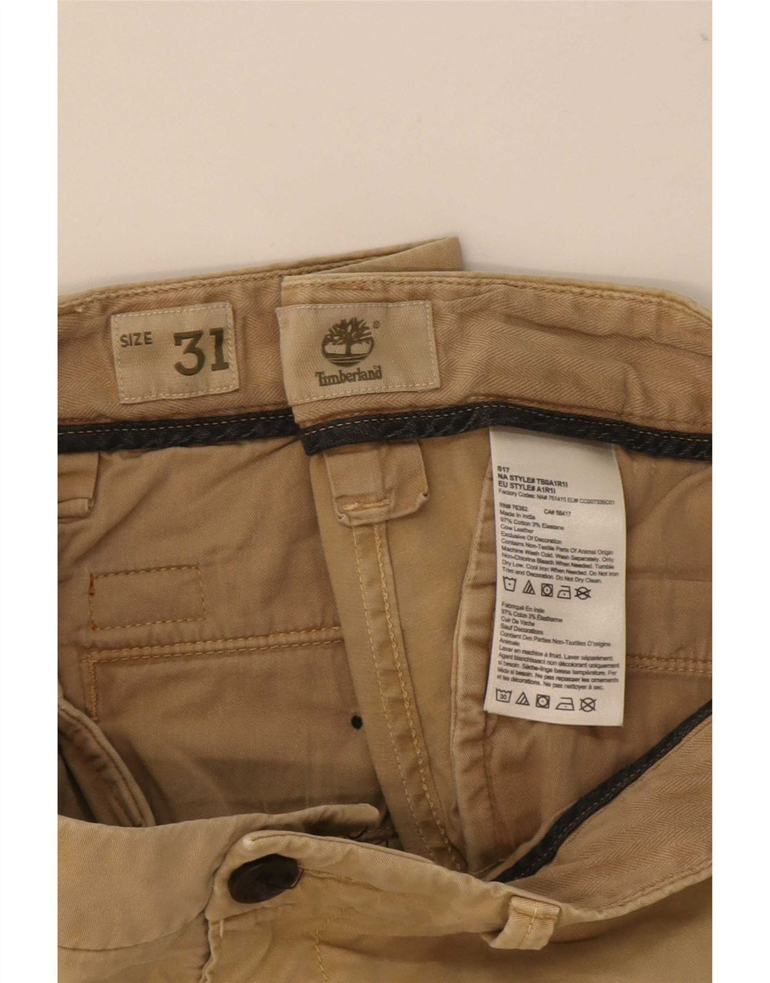 Pantaloni scurți chino pentru bărbați Timberland W31 bumbac mediu bej