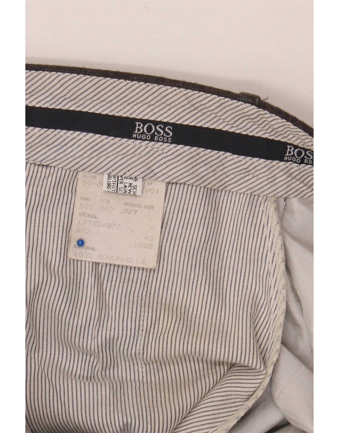 Pantaloni de costum pentru bărbați Hugo Boss L36 L30 gri din lână nouă