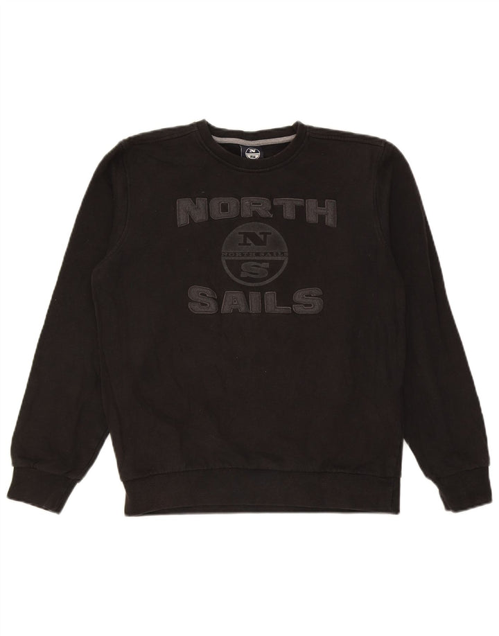 Hanorac cu grafic North Sails pentru băieți, 13-14 ani, bumbac negru