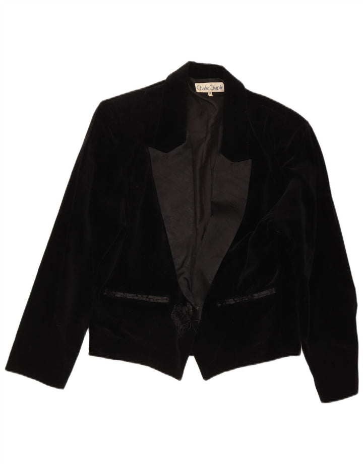 Blazer pentru femei Charlie Chaplin din catifea cu 1 nasture IT 46 Large Black