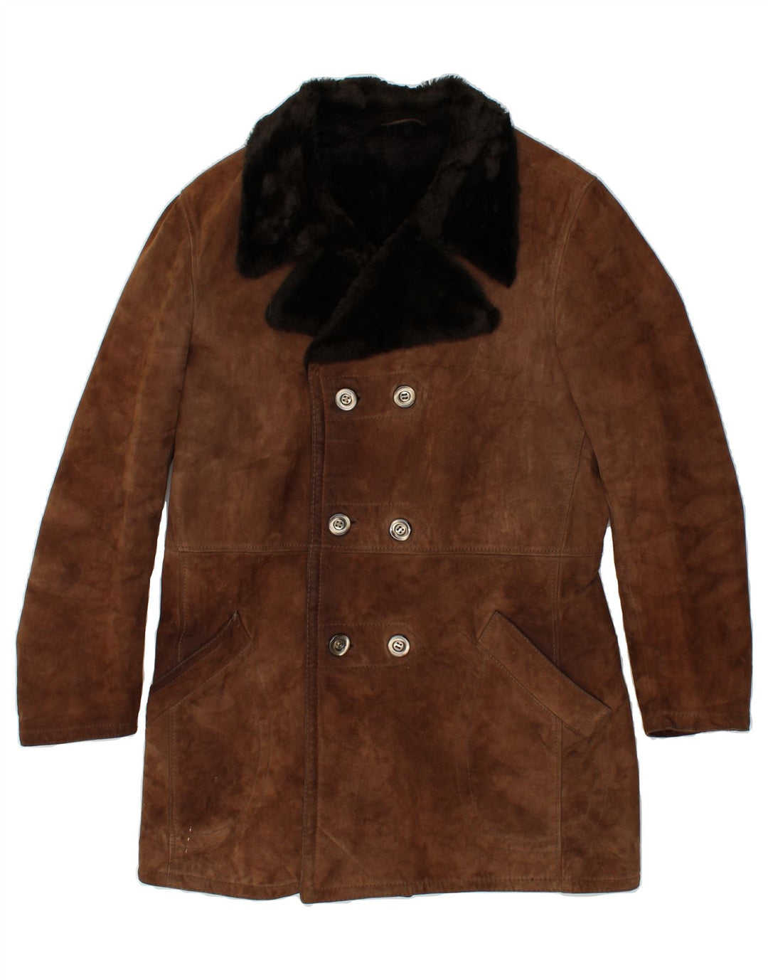 Palton din shearling pentru femei VINTAGE IT 52 2XL maro