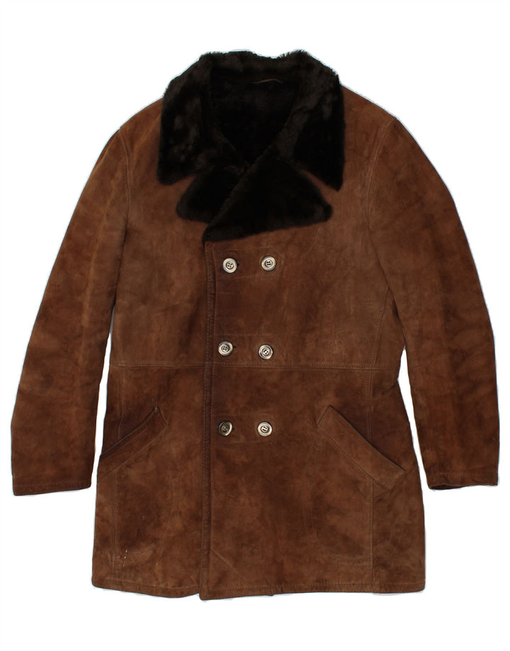 Palton din shearling pentru femei VINTAGE IT 52 2XL maro