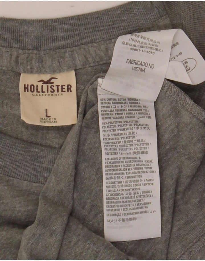 Tricou pentru bărbați Hollister Top mare, gri, pete din bumbac