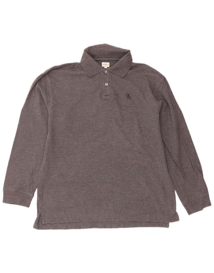 CALVIN KLEIN JEANS Tricou polo cu mânecă lungă pentru băieți 15-16 ani, gri
