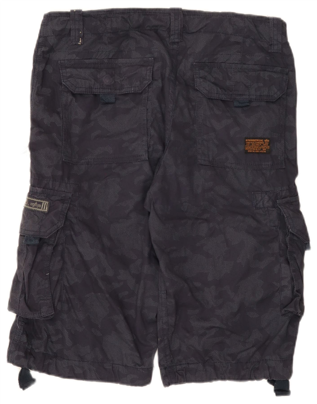Pantaloni scurți cargo pentru bărbați Alpha Industries W31, bumbac camuflaj, albastru, mediu