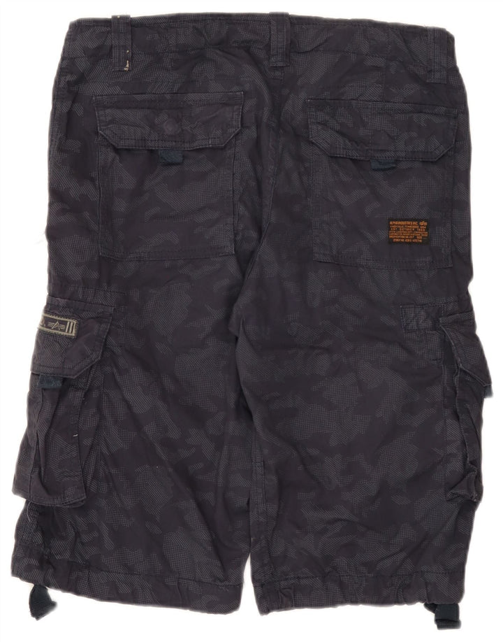 Pantaloni scurți cargo pentru bărbați Alpha Industries W31, bumbac camuflaj, albastru, mediu