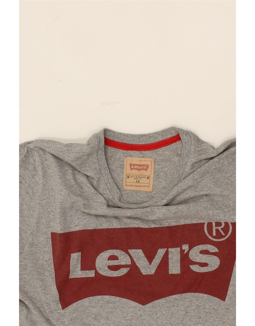LEVI'S Boys Graphic T-Shirt Top 13-14 Years Grey Polyester Vintage Levi's and Second-Hand Levi's from Messina Hembry 