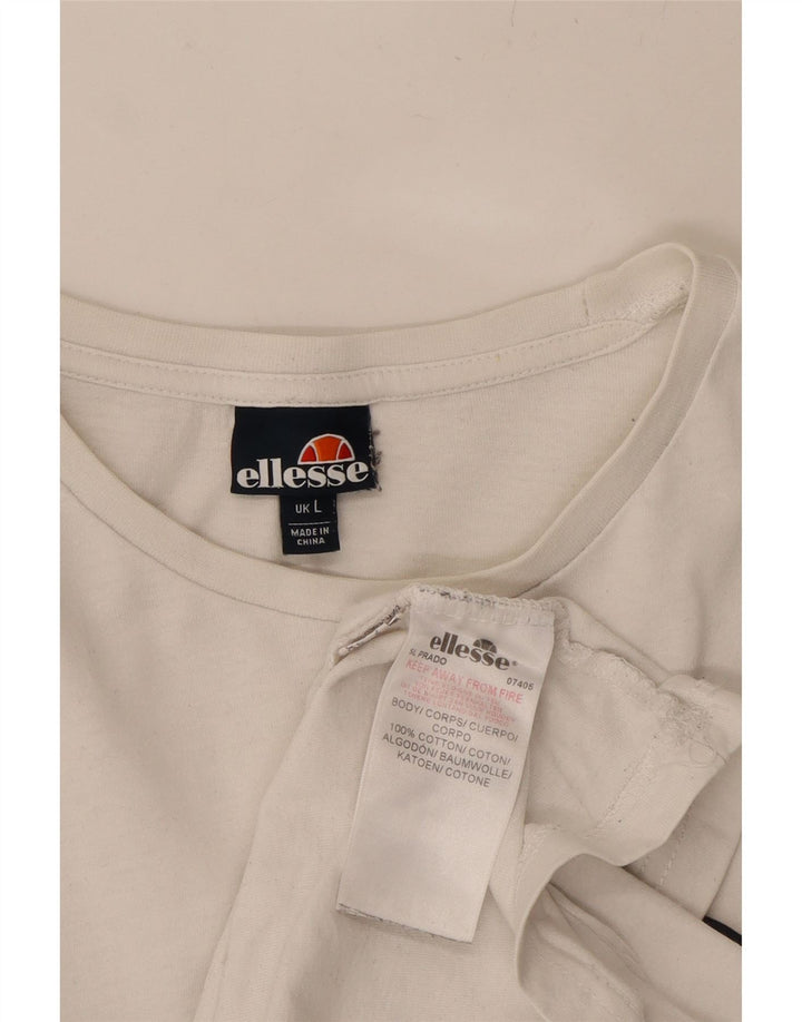 ELLESSE Mens Graphic T-Shirt Top Large White Cotton Vintage Ellesse and Second-Hand Ellesse from Messina Hembry 