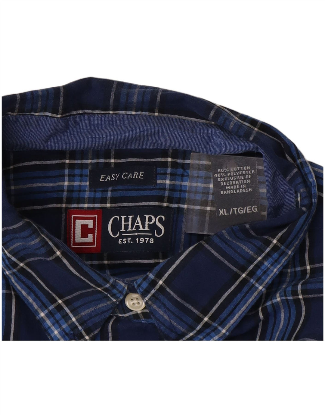 Cămașă pentru bărbați Chaps Easy Care XL din bumbac cu carouri bleumarin