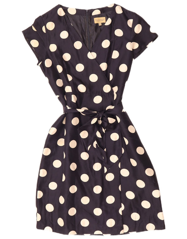 PAUL COSTELLOE Rochie A-Line pentru femei UK 16 Mare Bleumarin Matase cu buline