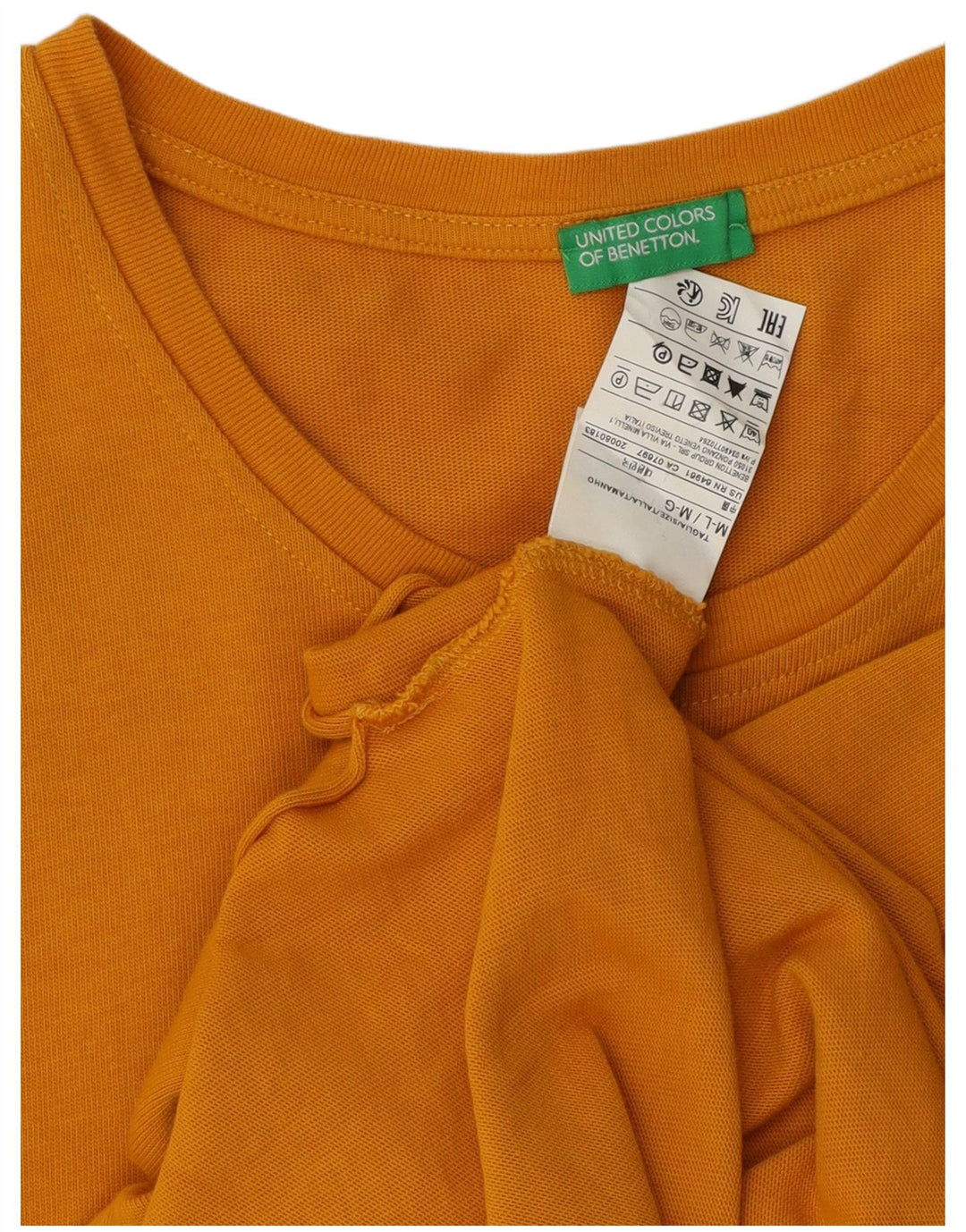 Top cu tunică Benetton pentru femei UK 14, bumbac galben mediu