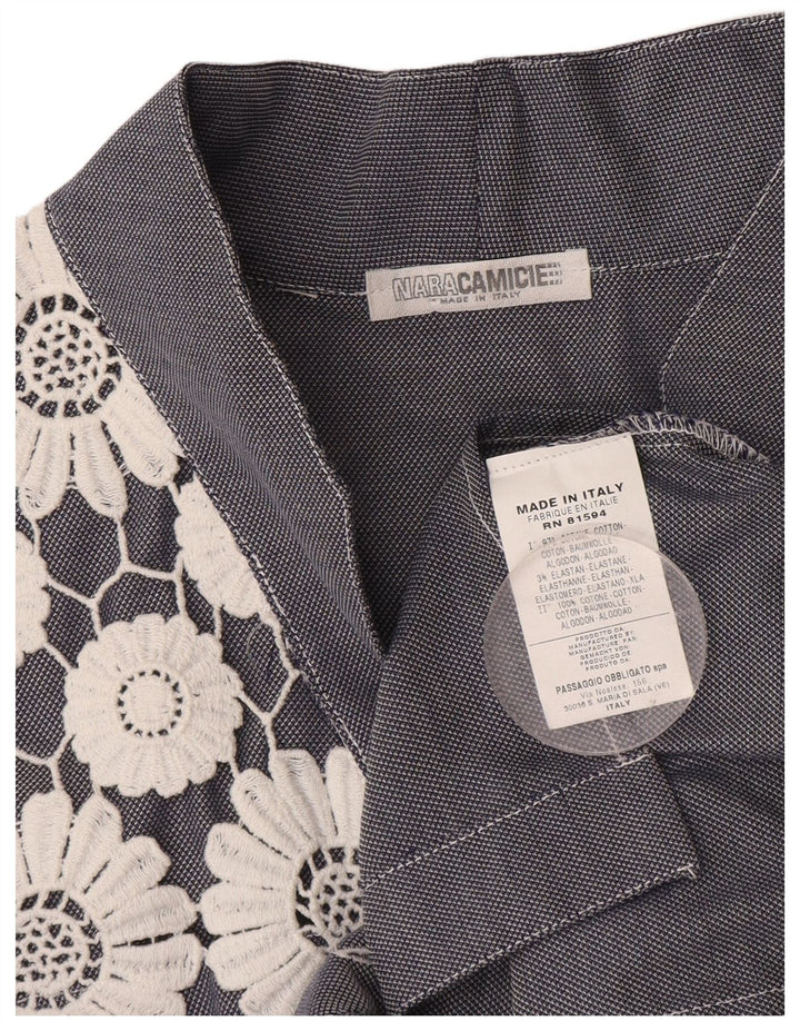 Bluză cămașă pentru femei Naracamicie UK 12 Medium Bluemarin Floral Bumbac