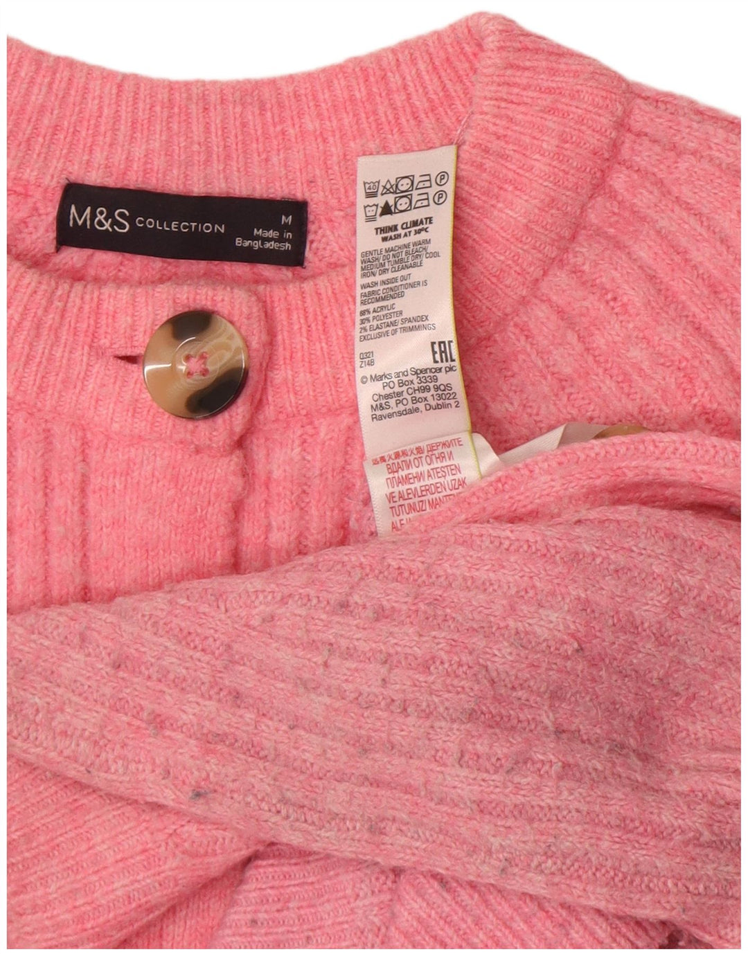Pulover pentru femei Marks & Spencer Crop Cardigan UK 14 Medium Pink Acrilic