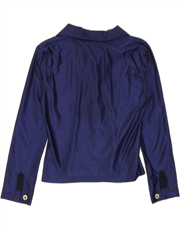 VINTAGE Womens Shirt Blouse UK 12 Medium Blue Polyamide Vintage Vintage and Second-Hand Vintage from Messina Hembry 