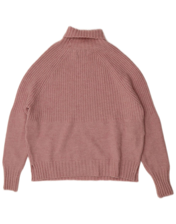 Pulover Superdry pentru femei, cu formă relaxată, cu gât rulat, mic, roz