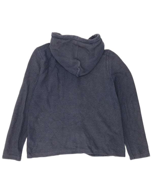 FAT FACE Pulover cardigan cu glugă pentru femei UK 14 Mare Bumbac bleumarin