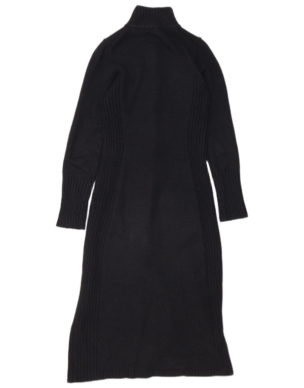 Oasis Womens Long Sleeve Jumper Dress UK 8 Small Black Acrylic