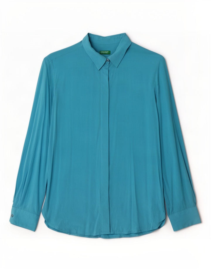 Cămașă Benetton pentru femei UK 10 Small Blue Viscose