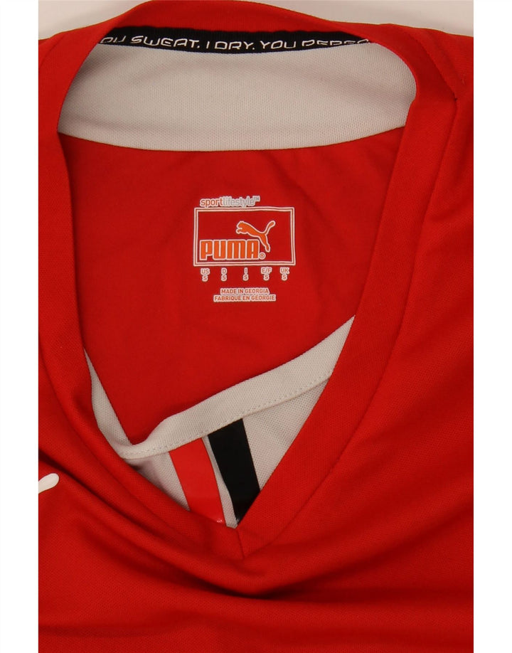 PUMA Mens T-Shirt Top Small Red Colourblock Vintage Puma and Second-Hand Puma from Messina Hembry 